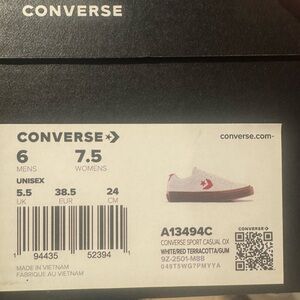 Converse White and Teracotta/Gum Sneakers